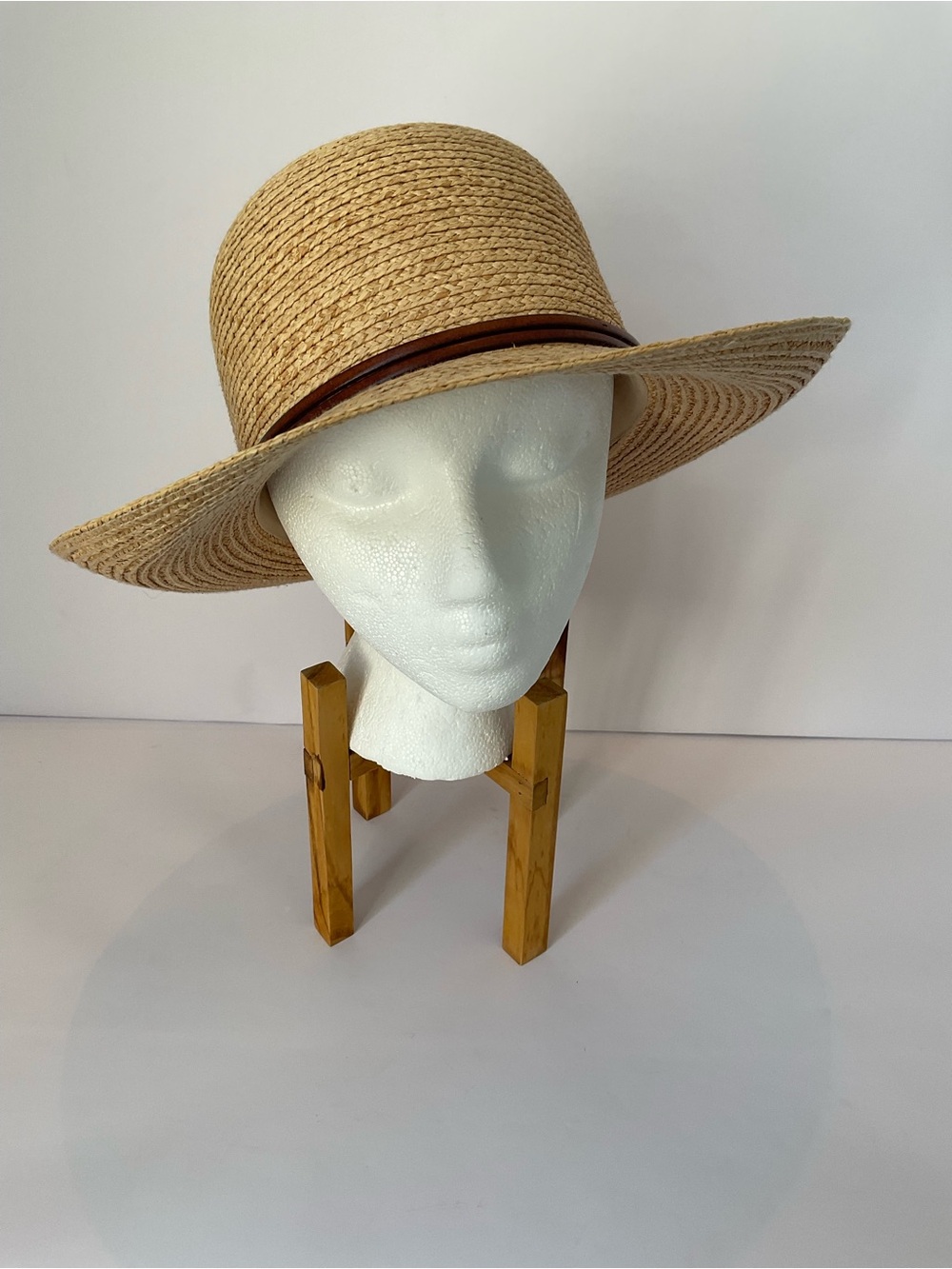 Filippo Catarzi Made In Italy Straw Sun Hat with Brown Band